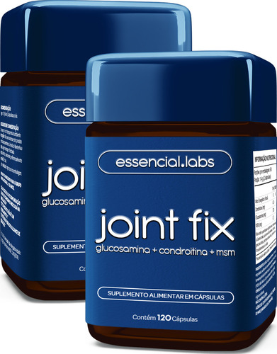02 Potes do JOINT FIX com GLUCOSAMINA, CONDROITINA e MSM (Metilsulfonilmetano) - Fórmula Avançada com Máxima Absorção e Pureza - 120 Cápsulas