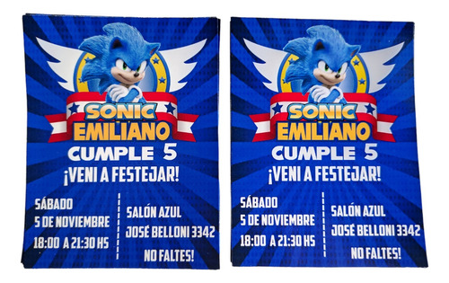 Tarjetas Invitación Cumpleaños Sonic