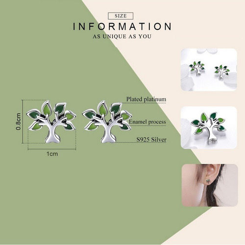 Imagen 3 de 5 de Aretes Topos Para Mujer Árbol De La Vida En Plata 925