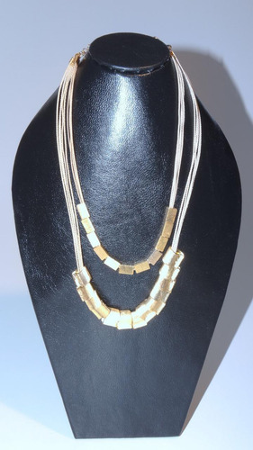 Colar Feminino Palha Brazil Com Filhetes Dourado Folheado