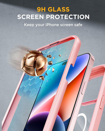 Funda Magnética Para iPhone 15, 15 Plus, 15 Pro, 15 Pro Max, Con Protector De Pantalla De Cristal, A Prueba De Caídas Militares, Protector Magsafe