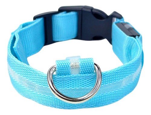 Collar Luz Led Perro Gato Mascota Luminoso Colores Ajustable Color Azul Claro Tamaño Del Collar M