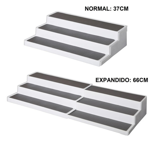 Repisa Escalonada Expandible Organizador Multiusos 3 Niveles Color Blanco