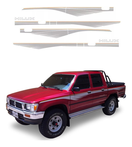 Kit Faixas Adesivos Laterais Hilux 92 - 04 Sr5  - Prata