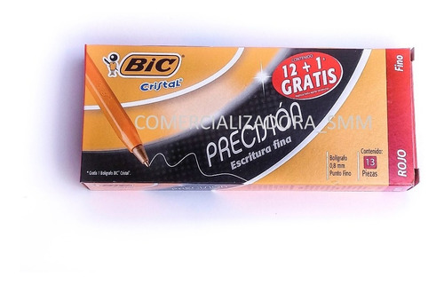 Lapicero Bic P.fino C/12pzas Rojo Precio Mayoreo $30.07 Coti