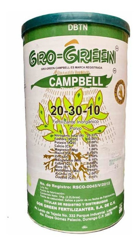 Gro Green 20 30 10 Nutriente Foliar Desarrollo 1 Kg