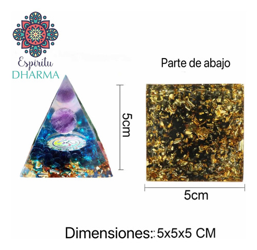 Orgonita Pirámide Con Símbolo Om Y Amatista Espíritu Dharma