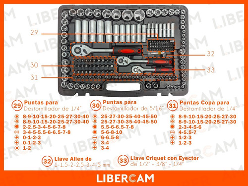 Imagen 8 de 10 de Set Juego De Tubos Llaves Y Puntas 216 Piezas Valija Caja