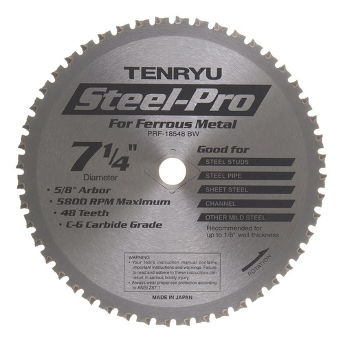 Tenryu Steel-pro Hoja Sierra Punta Carburo Corte Acero