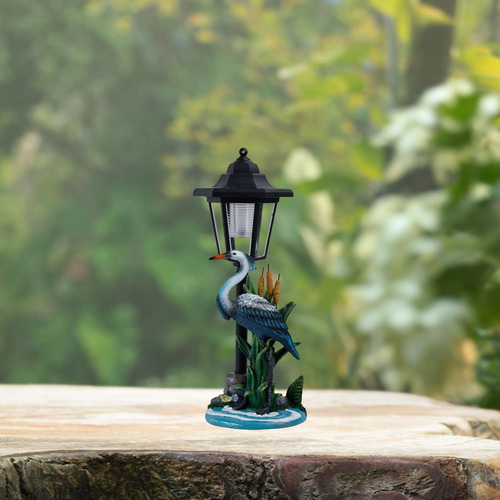 Crane Figurine Decorativa Con Colección De Linterna Azul