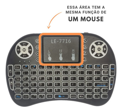 Le7716 Mini Keyboard Lelong C/ Tecla Luminosas P/ Tv Box Preto