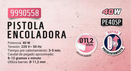 Imagen 2 de 4 de Pistola Encoladora 40 W Pink Power By Dowen Pagio 9990558