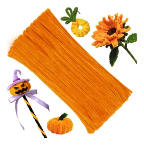 Limpiapipas Artesanías Manualidades Colores X 100 Unidades Naranja