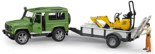 Juguetes Bruder Land Rover Defender With/traile Jcb Mic 2593 Color Verde oscuro