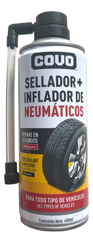 Inflador Reparador Llanta Caucho Anti Espiche Covo 450ml