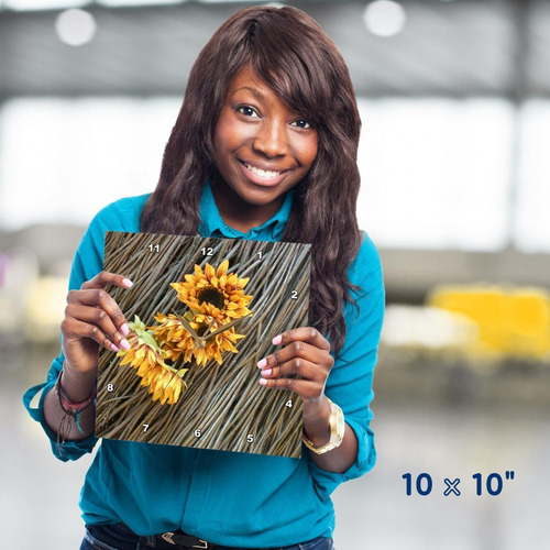 3drose Dpp__1 Girasol Twigs Wall Clock, 10 Por 10 Pulgadas