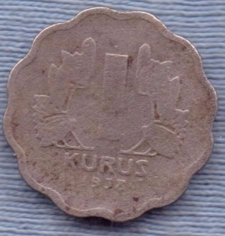 Turquia 1 Kurus 1938 * Republica * Ondulada *