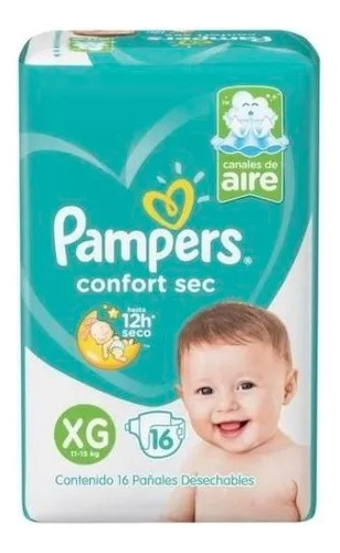 Pampers Pañales Desechables Confort Sec Talla Xg / 16 Un.