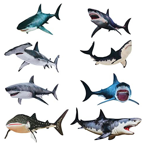 8 Piezas De Tiburones Pelar Y Pegar Calcomanías De Par...