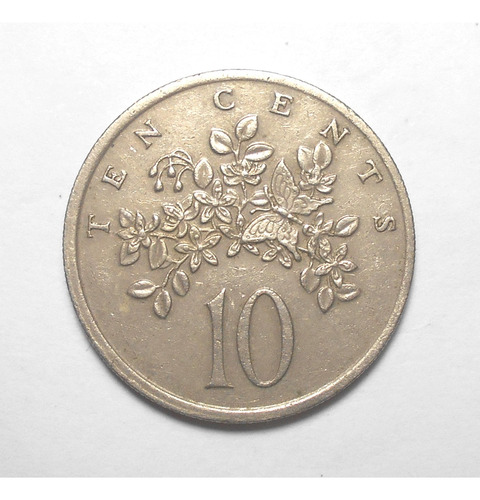 Jamaica 10 Cents 1975 - Km#47 - Mariposa Y Flores