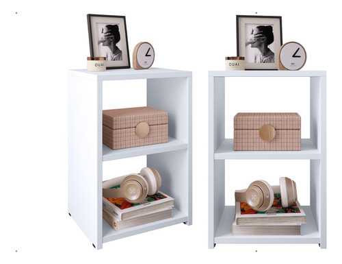 Kit 2 Criados-mudos Suspensos Para Cama Box Com Prateleira, Compactos E Modernos - Branco