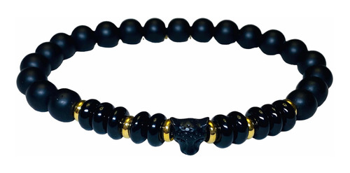 Pulsera Hombre Proteccion Y Vigor, Con Piedra Negra Y Onix