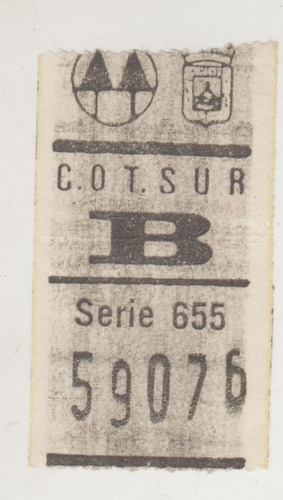 Boleto De Omnibus Cooperativa Cotsur Ex Amdet Ephemera 