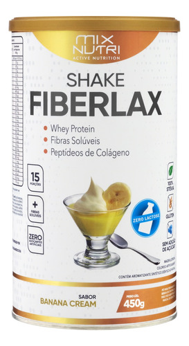 Shake Pó Banana Cream Zero Lactose Mix Nutri Fiberlax Lata 450g