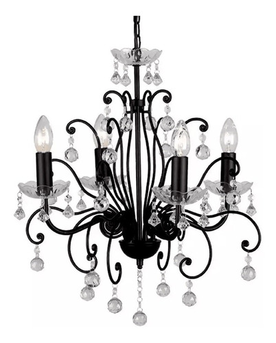 Lustre Pendente Preto 4 Braços Várzea Grande