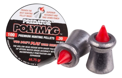 Predator Polymag .30 Cal 44.75 Grains Pointed 100ct Xchws P