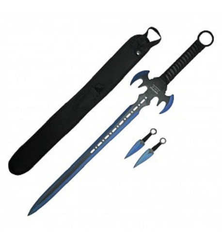 Espada Recta Ninjato De 70 Cm De 2 Filos Y Kunais