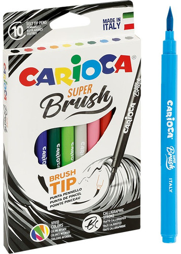 Set Carioca 10 Lapices Punta Pincel Brush Pen