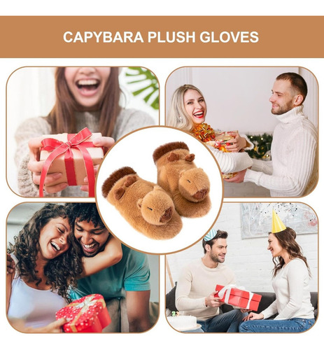 1 Par De Lindos Guantes Cálidos De Felpa Cortos De Capibara