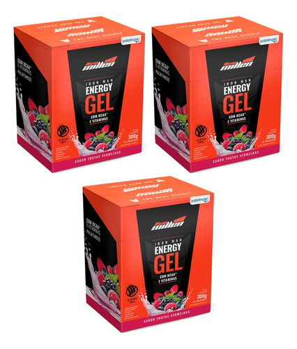 3x Repositor De Enegia Iron Man Gel - 10un - New Millen Sabor Frutas Vermelhas