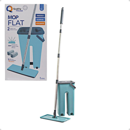 Rodo Flat Mop E Balde Lava Seca Profissional Com 2 Refis