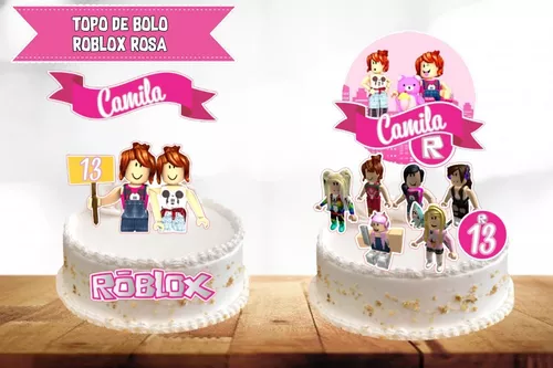 Topo De Bolo - Roblox Rosa - Topper Personalizado - Meninas
