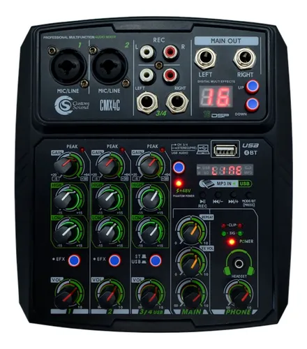 comprar Mesa De Som 4 Canais Custom Sound Cmx4c Interface Usb Bivolt