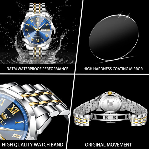 Reloj Olevs Para Hombre Con Esfera Azul Y Fecha De Día, Colo