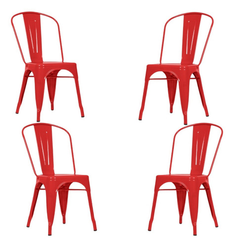 Silla Tolix Reforzada Roja Metalica Int / Ext Deco X 4 