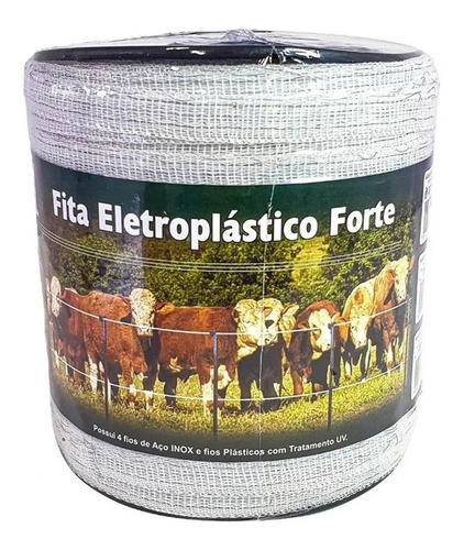 Fita Cerca Elétrica Rural Eletroplástica 40mm Rolo 200m