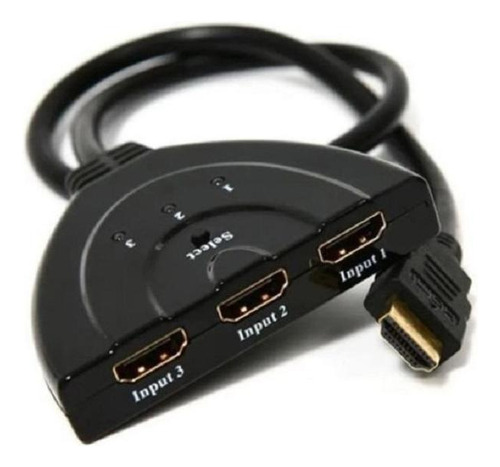 Seletor Hub Switch Hdmi 3 Entradas 1 Saída 3x1 Com Cabo