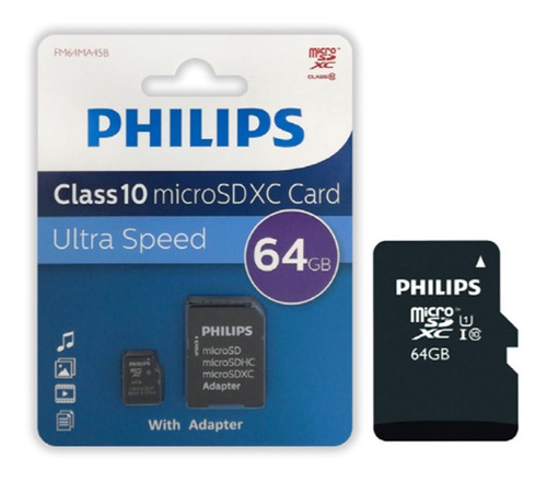 Memoria Micro Sd Philips 64 Gb Clase 10