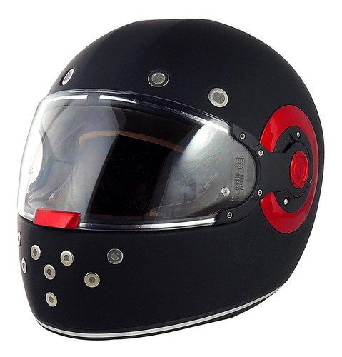 Casco Moto Integral Smk El Dorado Vintage Tipo Ruby Color Negro mate/Rojo Diseño Solid Tamaño del casco XS