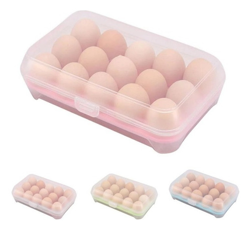 Organizador De Huevos Caja Para 15 Unidades Huevera Nevera Color Rosado