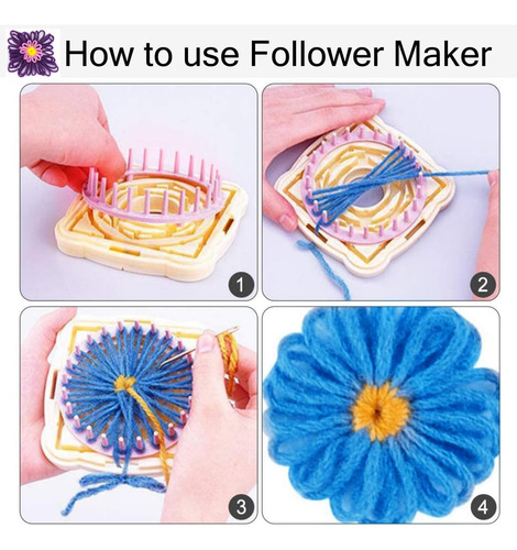 Telar Para Tejido En Forma De Flor Con Lana De Varios Colore