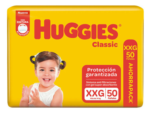 Huggies Classic pañales 50 unidades sin género tamaño extra extra grande XXG