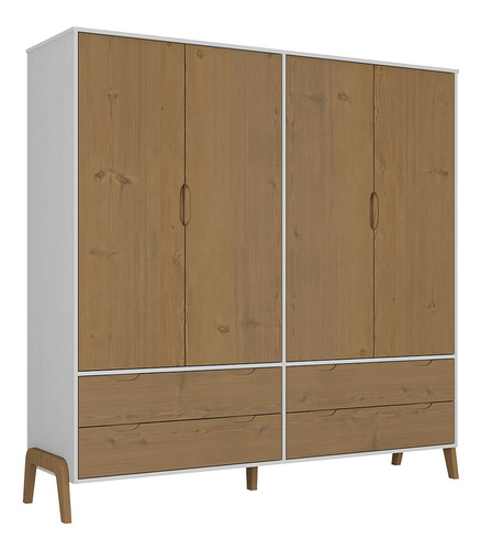 Imagen 1 de 3 de Ropero La Cueva Muebles Veneza 1009 color blanco/miel de madera, mdp con 4 puertas batientes