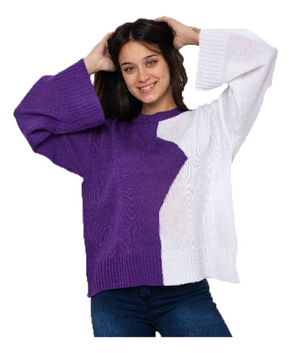 Sweater Lana Mujer Pullover Dama Amplio Dos Colores Oversize