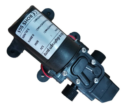 Bomba De Agua De Diafragma 1/2 Interfaz 60w 5 L/min Dc 12 V Color Negro