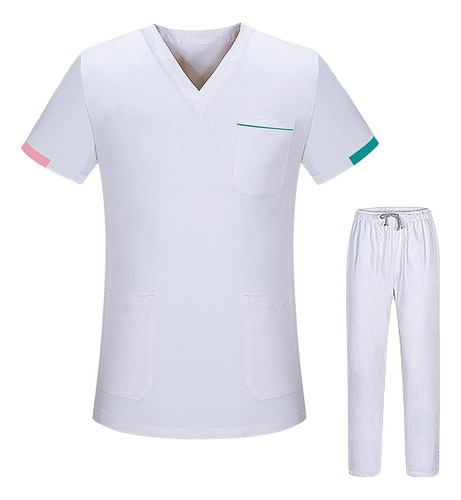 Conjunto De Uniforme De Enfermera Para Hombre Y Sg Blanco